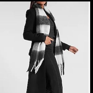Express Buffalo Plaid Brushed Fringe Scarf